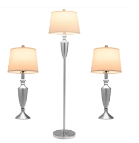 3 Piece Lamp with Set Modern Floor Lamp and 2 Table Lamps