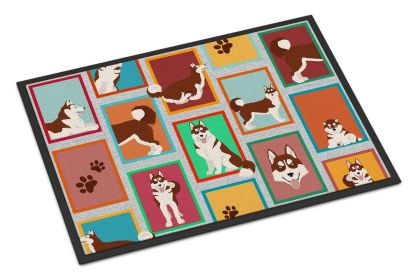 Lots of Red Siberian Husky Doormat Front Door Mat Indoor Outdoor Rugs for Entryway, Non Slip Washable Low Pile, 24H X 36W
