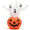 6 Feet Inflatable Halloween Three White Ghosts with Pumpkin Decor and Rotating Lamp