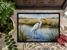 Snowy Egret in Coastal Marshes Doormat Front Door Mat Indoor Outdoor Rugs for Entryway, Non Slip Washable Low Pile, 24H X 36W