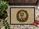 Sealyham Terrier Christmas Flowers Doormat Front Door Mat Indoor Outdoor Rugs for Entryway, Non Slip Washable Low Pile, 24H X 36W