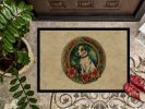 Jack Russell Terrier Christmas Flowers Doormat Front Door Mat Indoor Outdoor Rugs for Entryway, Non Slip Washable Low Pile, 24H X 36W