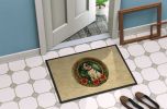Jack Russell Terrier Christmas Flowers Doormat Front Door Mat Indoor Outdoor Rugs for Entryway, Non Slip Washable Low Pile, 24H X 36W