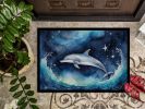 Dolphin in a Starry Sea Doormat Front Door Mat Indoor Outdoor Rugs for Entryway, Non Slip Washable Low Pile, 24H X 36W