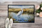 Snowy Egret in Coastal Marshes Doormat Front Door Mat Indoor Outdoor Rugs for Entryway, Non Slip Washable Low Pile, 24H X 36W