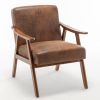 Mid-Century Modern Chair, Living Room Chair with Solid Wood Frame, Accent Chair Extra-Thick Backrest, Wingback Chair for Bedroom, Reading Room