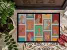 Lots of Blue and Tan Yorkie Doormat Front Door Mat Indoor Outdoor Rugs for Entryway, Non Slip Washable Low Pile, 24H X 36W