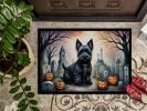 Scottish Terrier Spooky Halloween Doormat Front Door Mat Indoor Outdoor Rugs for Entryway, Non Slip Washable Low Pile, 24H X 36W