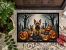Norwich Terrier Spooky Halloween Doormat Front Door Mat Indoor Outdoor Rugs for Entryway, Non Slip Washable Low Pile, 24H X 36W