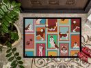 Lots of Red Siberian Husky Doormat Front Door Mat Indoor Outdoor Rugs for Entryway, Non Slip Washable Low Pile, 24H X 36W