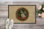 Jack Russell Terrier Christmas Flowers Doormat Front Door Mat Indoor Outdoor Rugs for Entryway, Non Slip Washable Low Pile, 24H X 36W