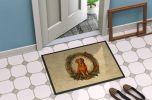 Nova Scotia Duck Tolling Retriever Christmas Flowers Doormat Front Door Mat Indoor Outdoor Rugs for Entryway, Non Slip Washable Low Pile, 24H X 36W