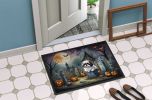 Shih Tzu Spooky Halloween Doormat Front Door Mat Indoor Outdoor Rugs for Entryway, Non Slip Washable Low Pile, 24H X 36W