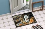 Bichon Frise Fall Kitchen Pumpkins Doormat Front Door Mat Indoor Outdoor Rugs for Entryway, Non Slip Washable Low Pile, 24H X 36W