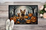 Norwich Terrier Spooky Halloween Doormat Front Door Mat Indoor Outdoor Rugs for Entryway, Non Slip Washable Low Pile, 24H X 36W