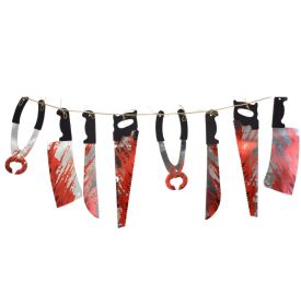 Halloween Flag Hotel Ktv Haunted House Horror Decoration Pvc Blood Knife Pull Pull Props Props Hanging Banner (Style: 8-blood knife)