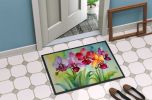 Orchids in Watercolor Doormat Front Door Mat Indoor Outdoor Rugs for Entryway, Non Slip Washable Low Pile, 24H X 36W