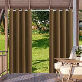 2pack Indoor Outdoor Curtains Waterproof Thermal Insulated Curtains Sliding Tab Top Outside Blackout Patio Curtains for Porch (Color: brown, size: W52xH94in-132x238cm)