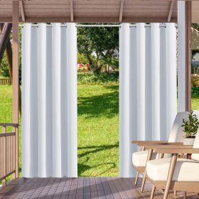 2pack Indoor Outdoor Curtains Waterproof Thermal Insulated Curtains Sliding Tab Top Outside Blackout Patio Curtains for Porch (Color: Silver white, size: W52xH108in-132x275cm)